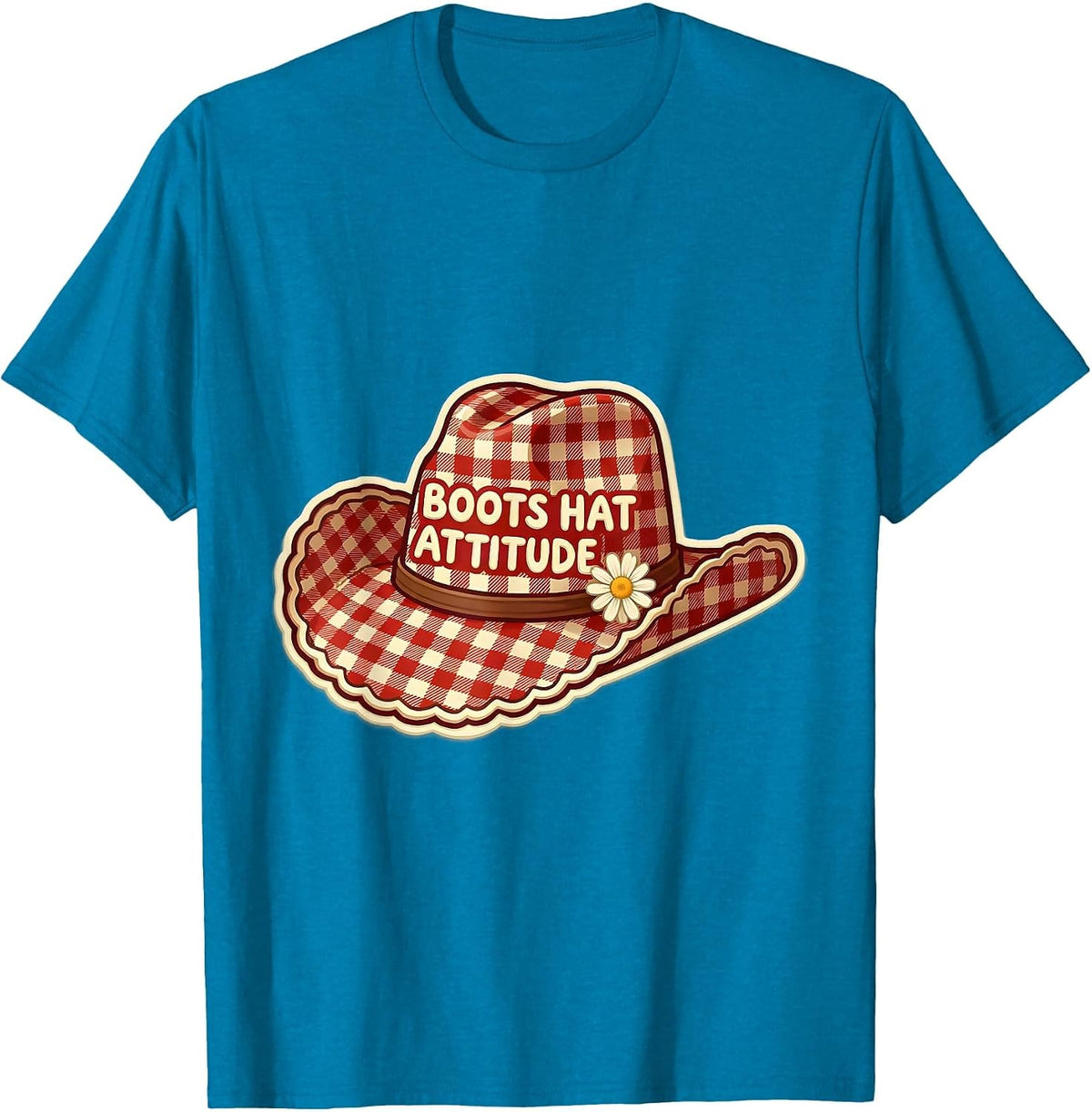 Boots Hat Attitude Cowgirl Graphic Design T-Shirt - Sapphire Blue
