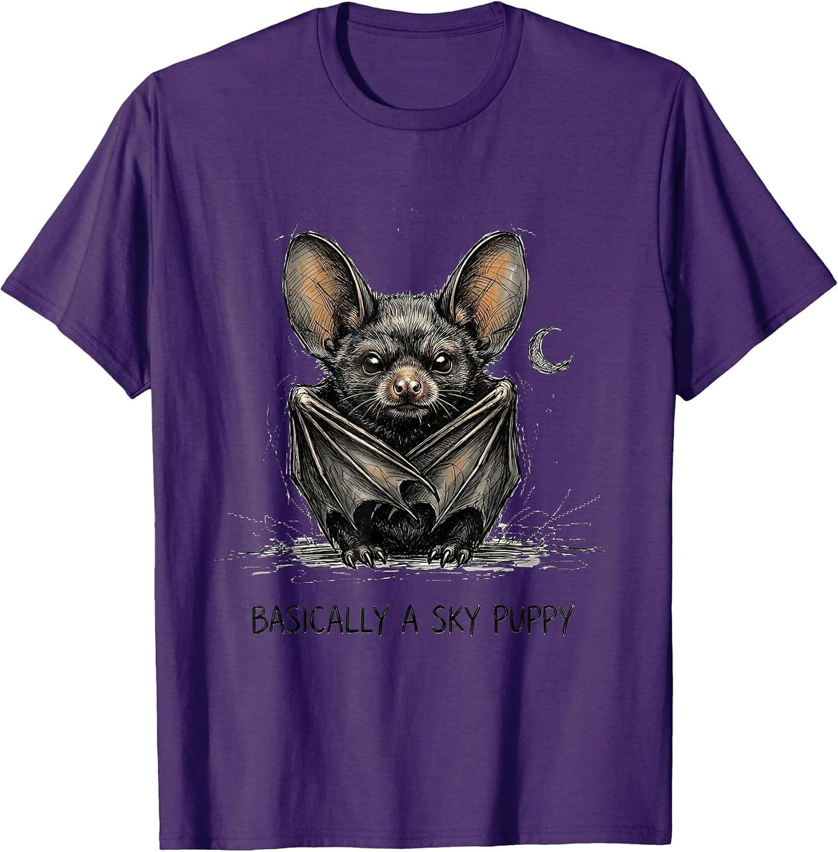 Basically A Sky Puppy Funny Bat Lover Halloween Nature T-Shirt - Purple