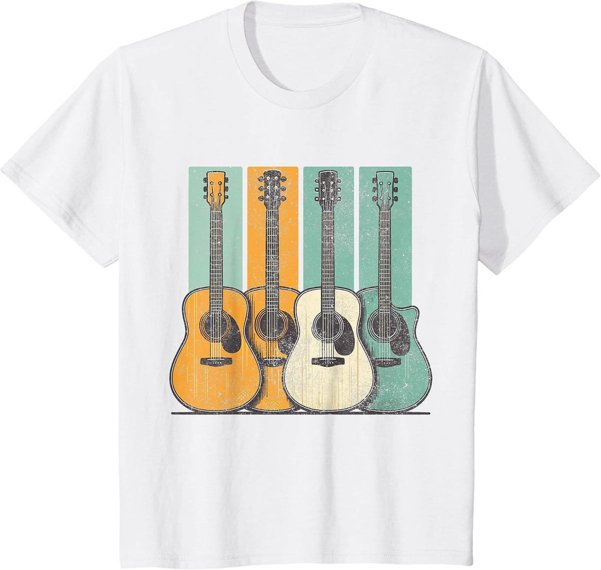 Acoustic Guitar Vintage Guitarist Music T-Shirt - White