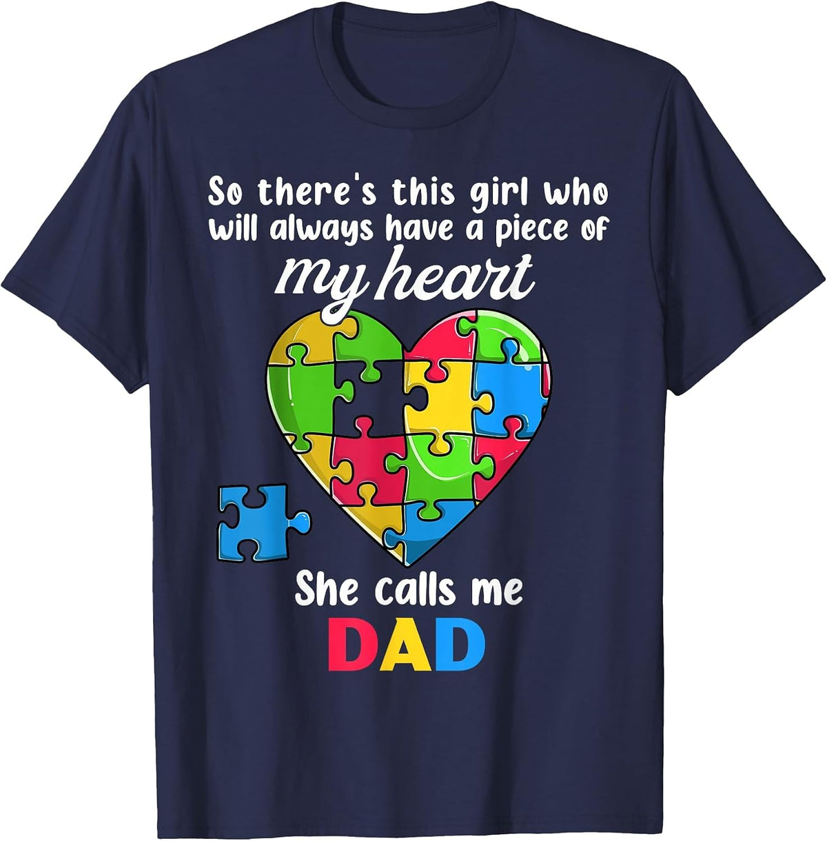 Autism Dad of Autism Daughter Daddy Shirts, Autistic Support T-Shirt - Navy Blue