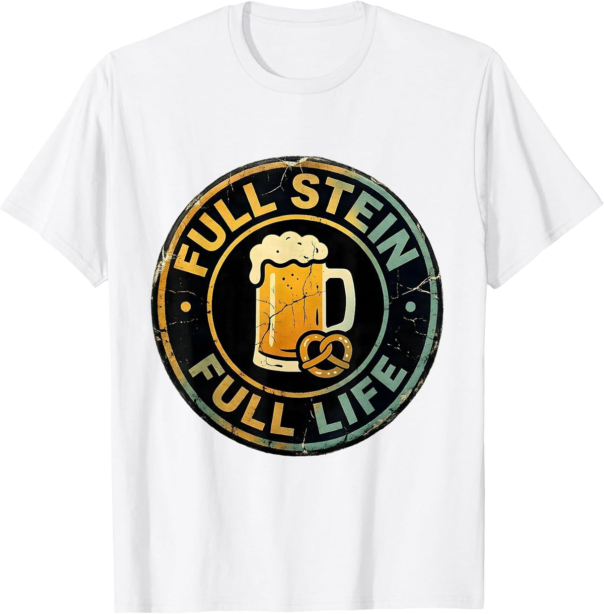 Men's Full Stein Full Life Oktoberfest Beer Design T-Shirt - White