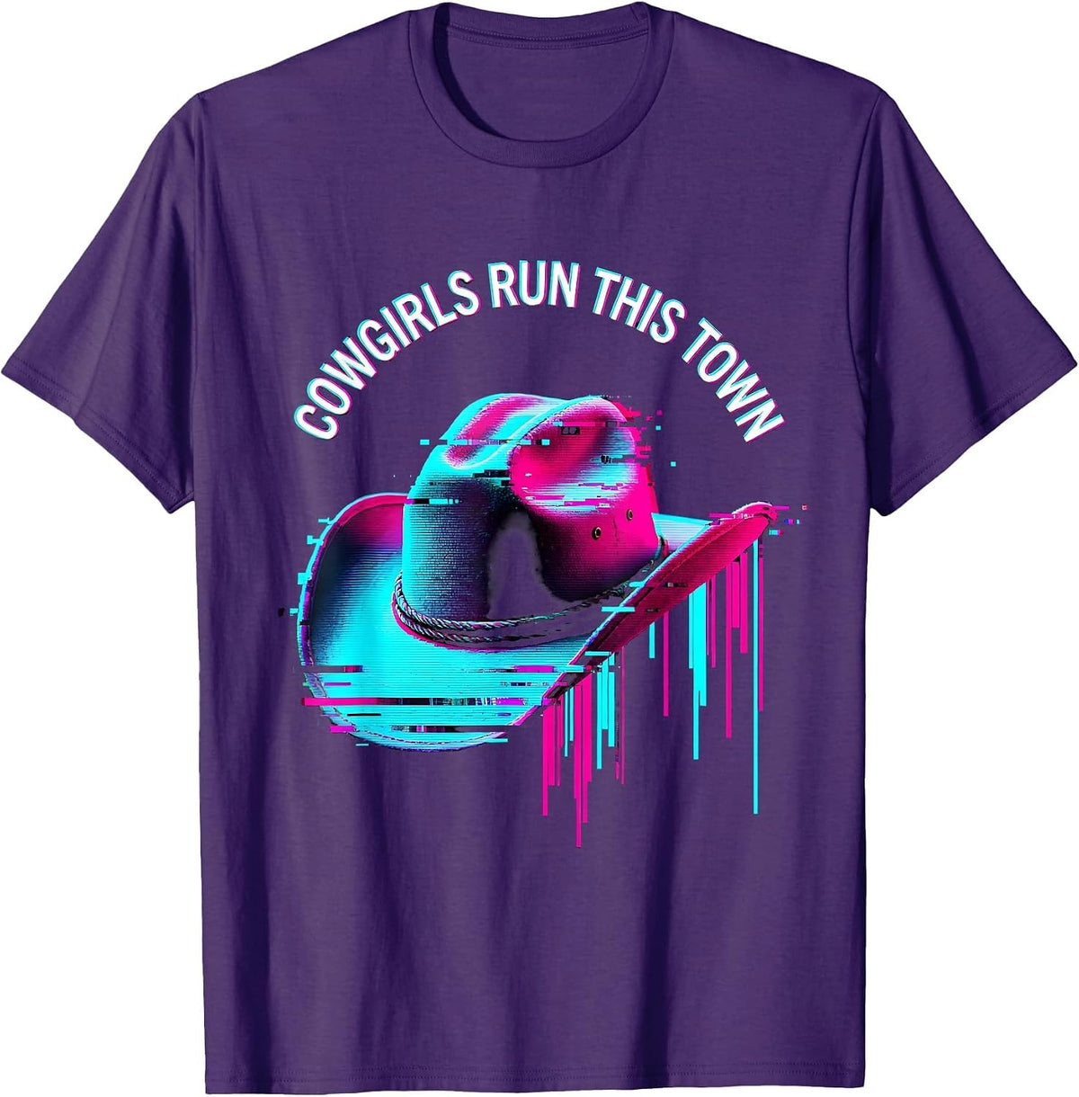 Men's Cowgirls Run This Town Western Girl Design T-Shirt - Purple