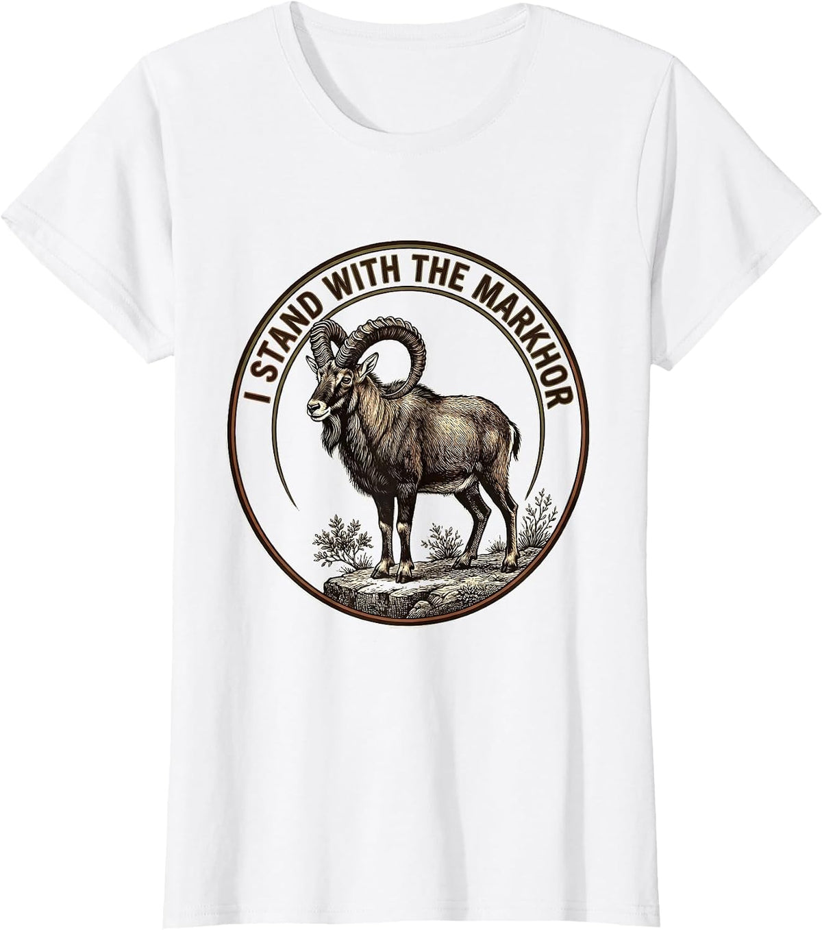 I Stand With the Markhor Botanical Wildlife Conservation T-Shirt - White