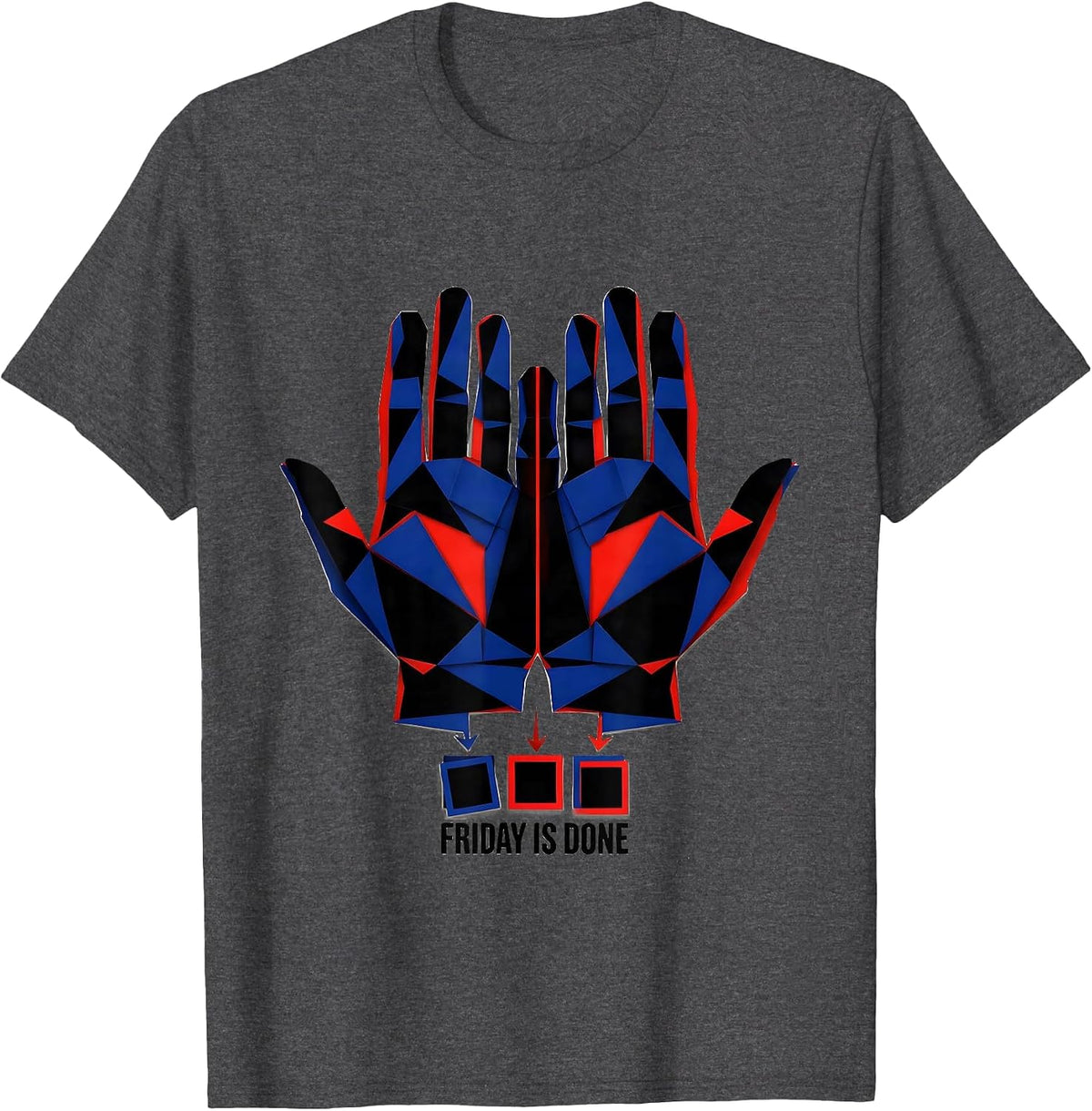 Men's Friday Is Done Geometric ASL Sign Language Teacher Classroom T-Shirt - Dark Heather Grey