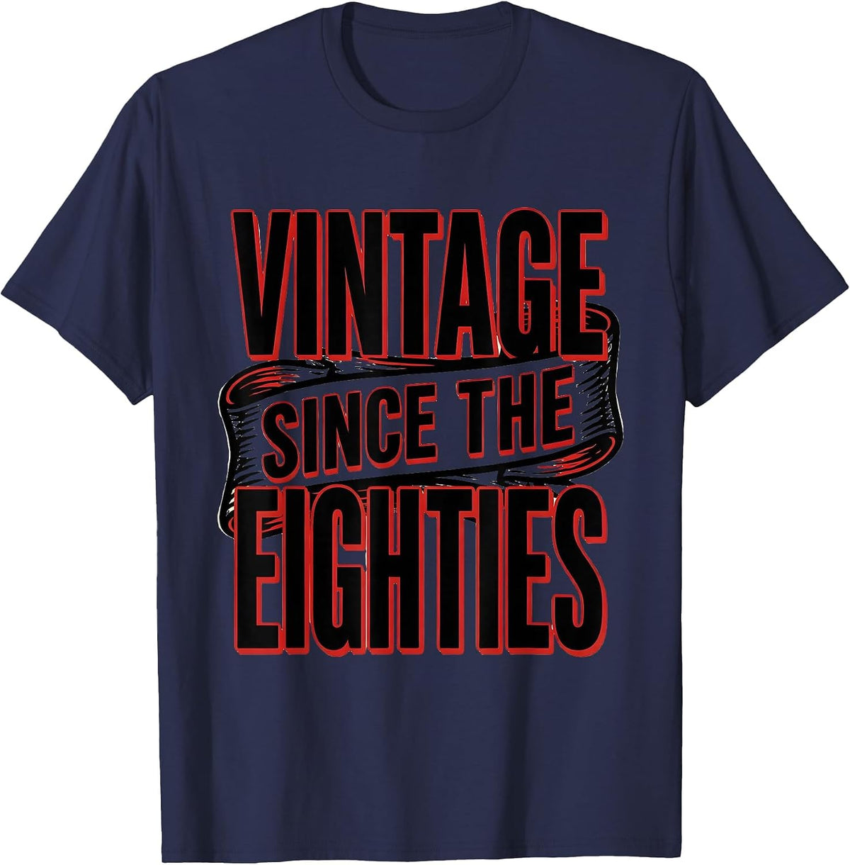 Vintage Since The Eighties Retro 80s Design T-Shirt - Navy Blue