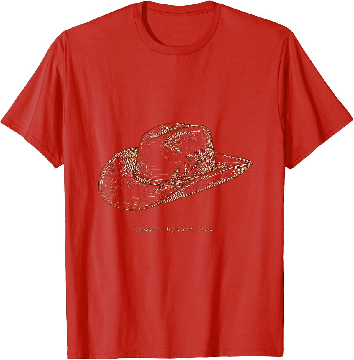 Men's Choose Cowboys Over Horses Western Graphic Design T-Shirt - Red