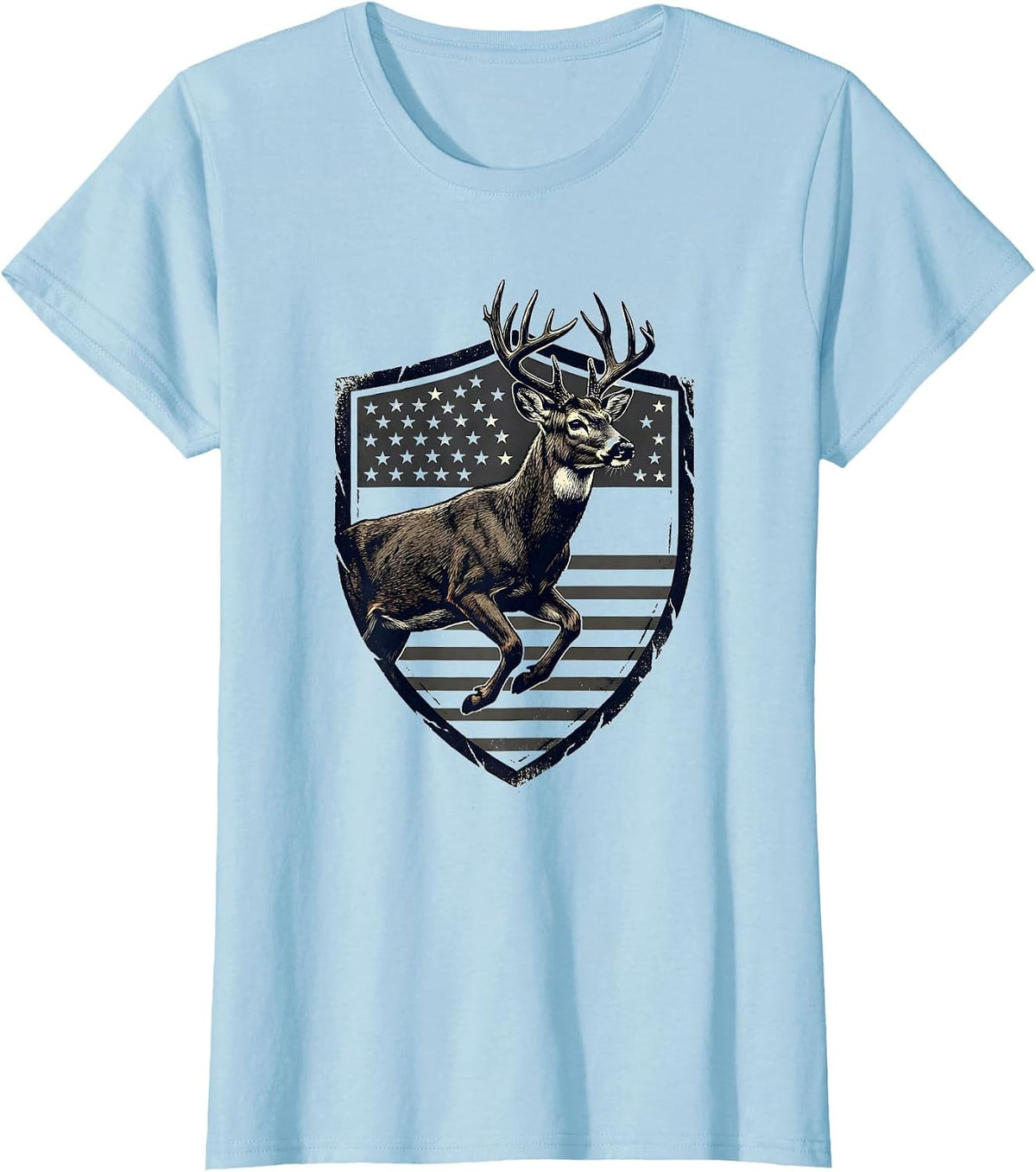 Whitetail Buck Shield Camo Deer Hunter Gift T-Shirt - Baby Blue