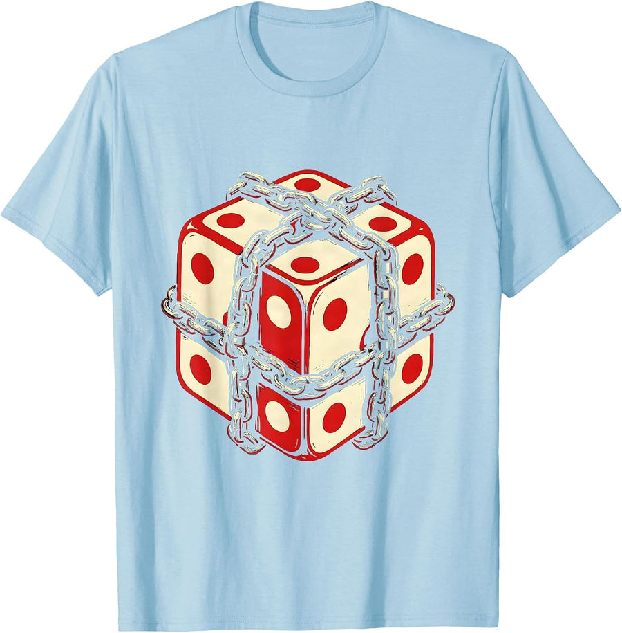 Men's Dice and Motorcycle Chain Biker Graphic T-Shirt - Baby Blue
