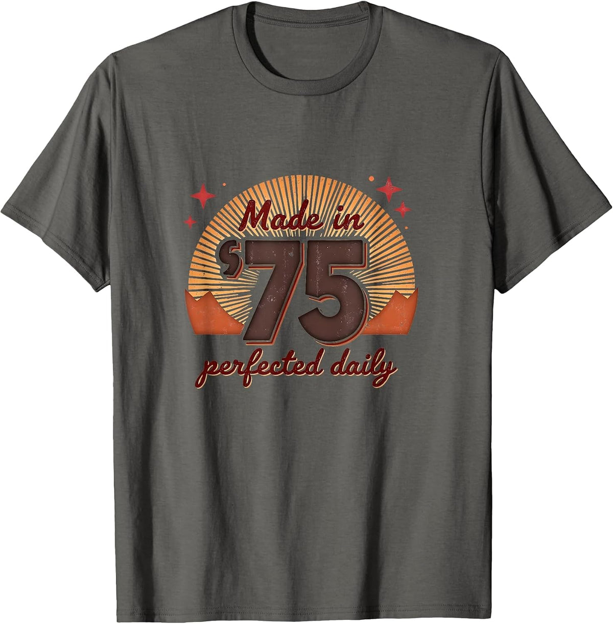 Made in '75 Perfected Daily Vintage Design T-Shirt - Asphalt Grey