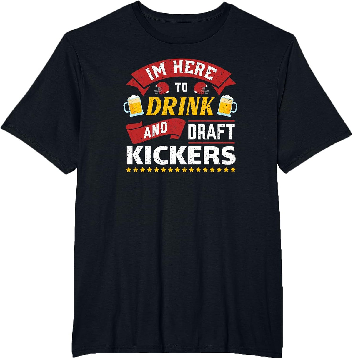 Fantasy Football Party Drink Draft Kickers Funny Sports RETR T-Shirt - Black