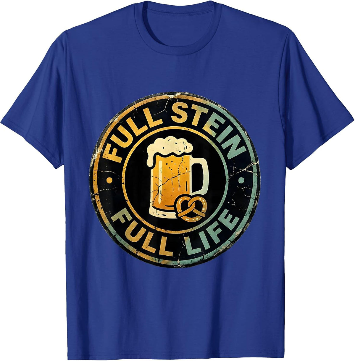 Men's Full Stein Full Life Oktoberfest Beer Design T-Shirt - Royal Blue