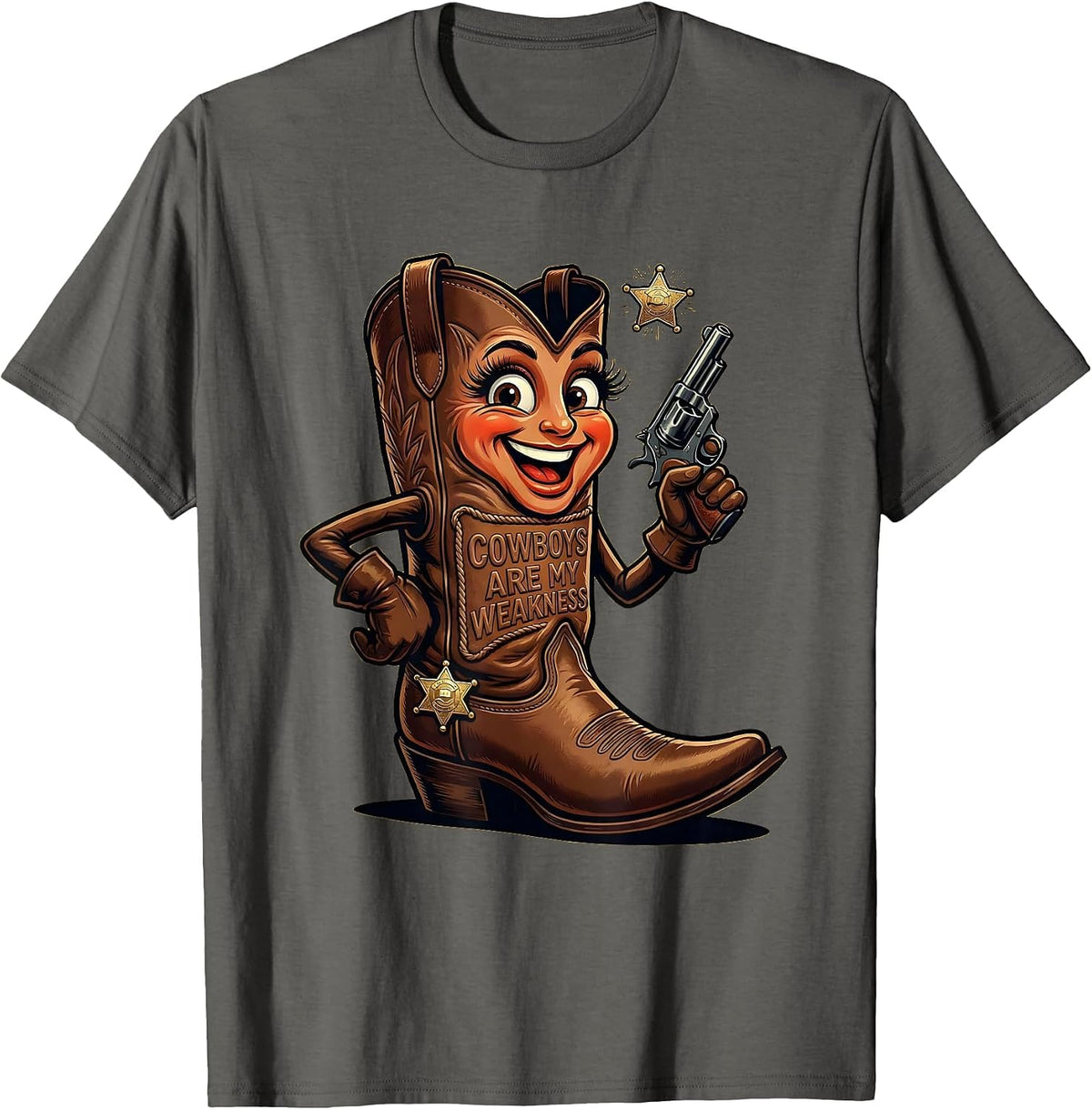 Cowboys Are My Weakness Save A Horse Design T-Shirt - Asphalt Grey