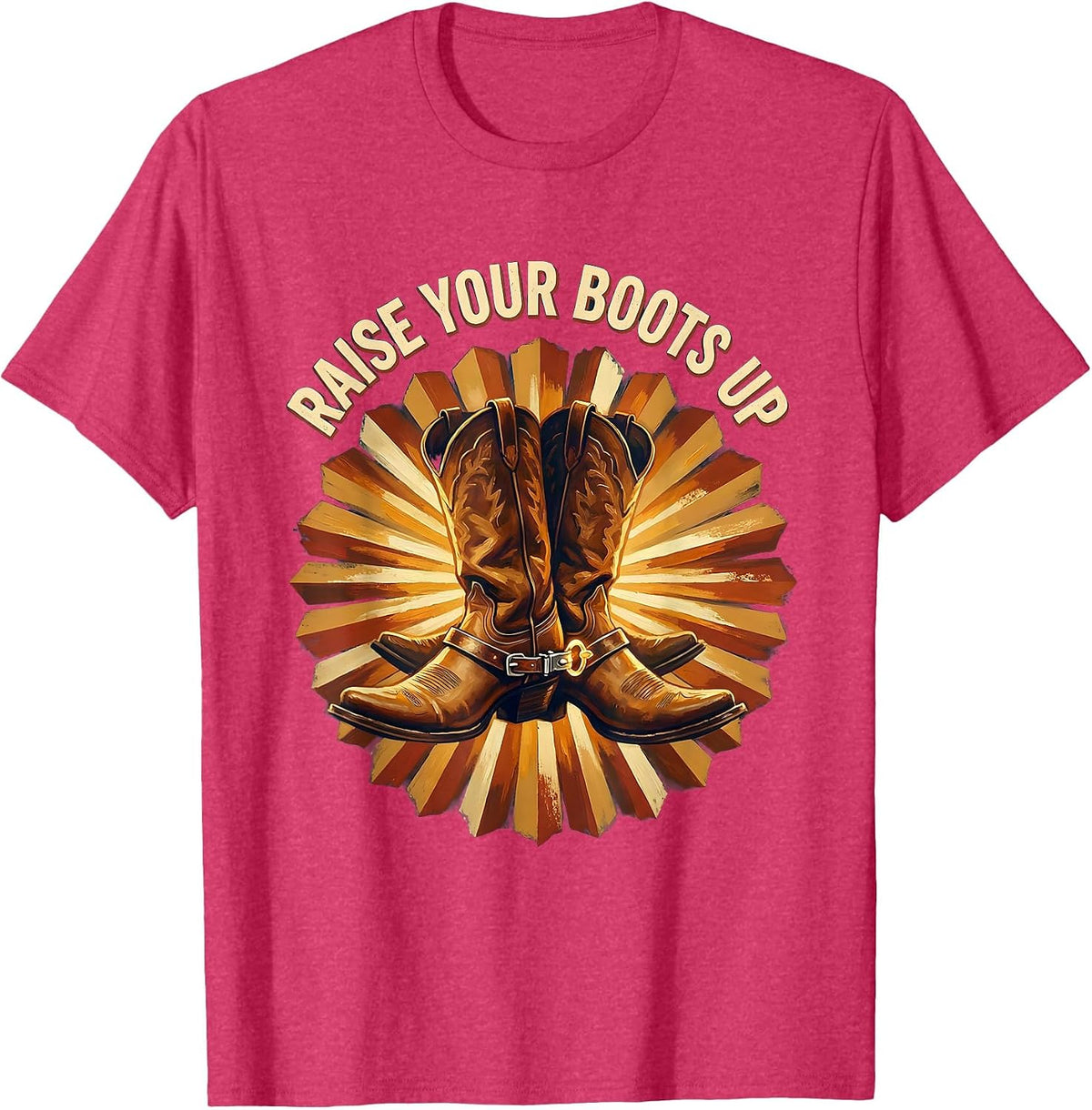 Raise Your Boots Up Country Pride Design T-Shirt - Red Heather