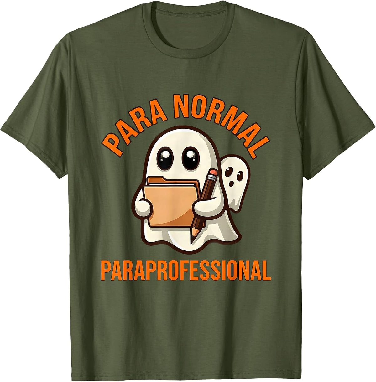 Men's Para Normal Paraprofessional Ghost SPED Teacher Halloween T-Shirt - Olive Green