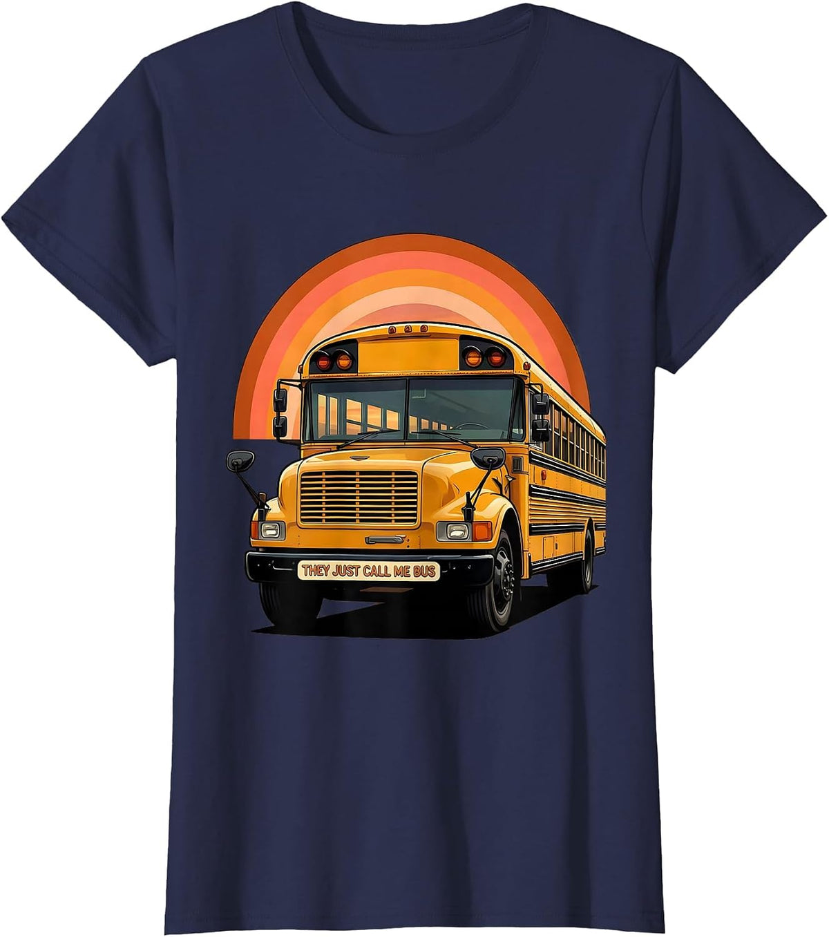 Women's They Just Call Me Bus Retro 70s Funny School Bus Driver T-Shirt - Navy Blue