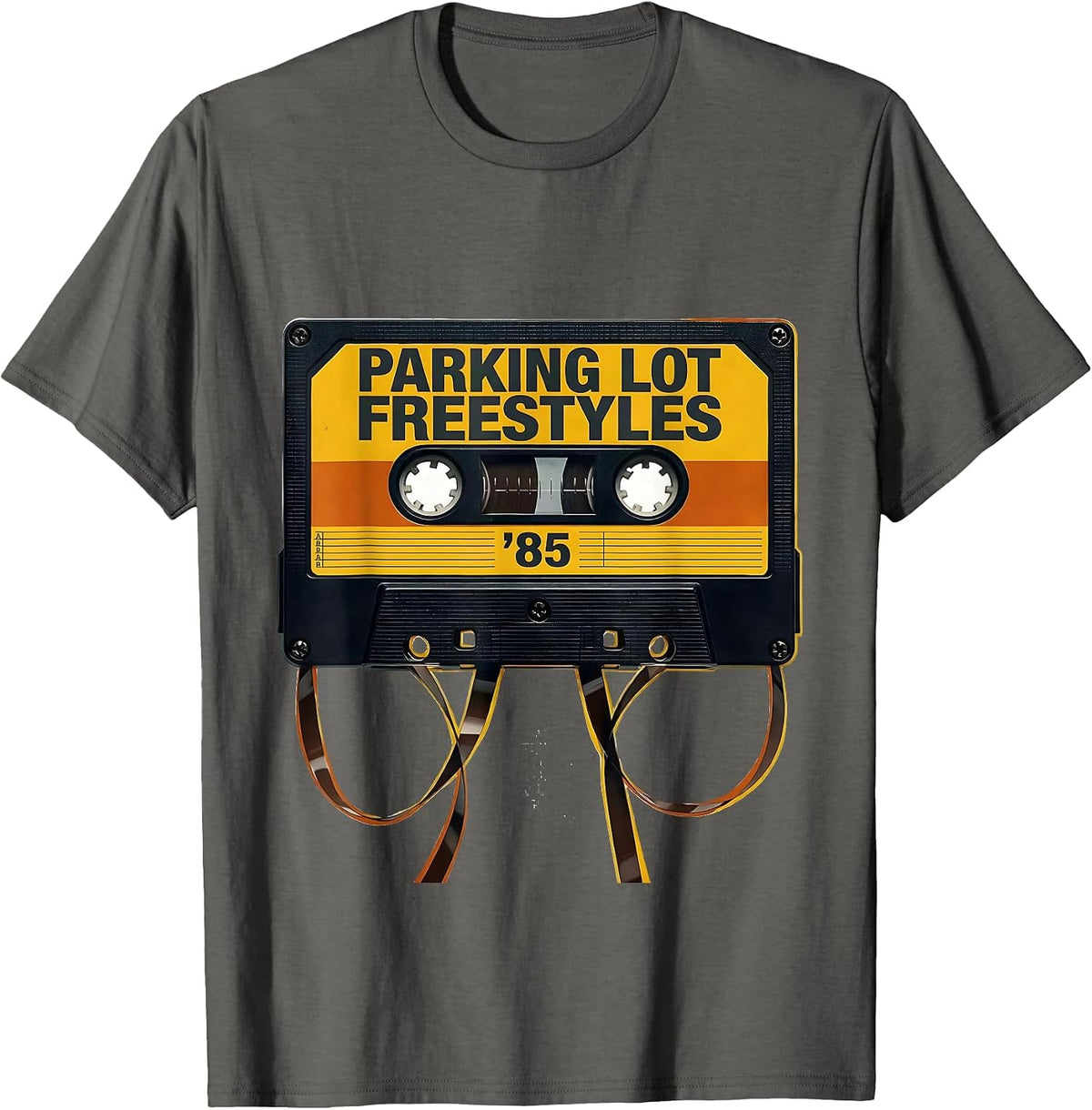Parking Lot Freestyles '85 Retro Cassette Nostalgia 80s 90s T-Shirt - Asphalt Grey