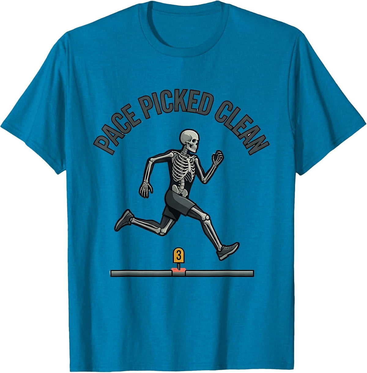 Pace Picked Clean Funny Halloween Running Skeleton 5K Race T-Shirt - Sapphire Blue