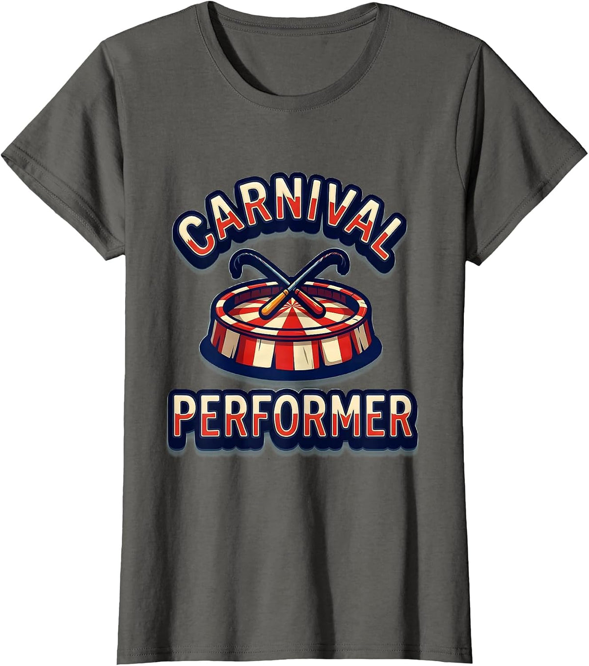 Women's Carnival Performer Funny Circus Staff Costume Party T-Shirt - Asphalt Grey