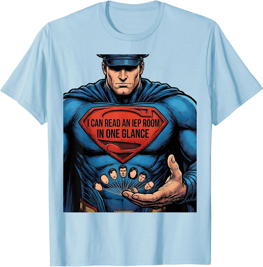 Men's I Can Read An IEP Room In One Glance Comic Book Teacher T-Shirt - Baby Blue