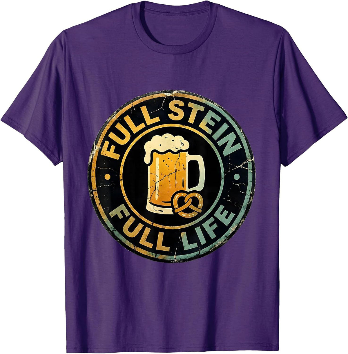 Men's Full Stein Full Life Oktoberfest Beer Design T-Shirt - Purple