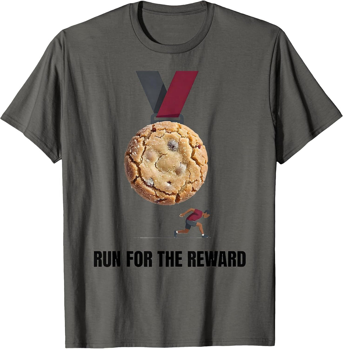 Men's Run For The Reward Funny Christmas Fun Run Squad Runner T-Shirt - Asphalt Grey