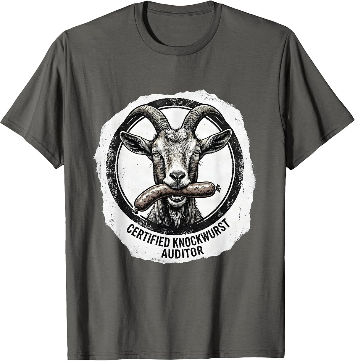 Men's Certified Knockwurst Auditor Funny Offensive Adult Humor T-Shirt - Asphalt Grey