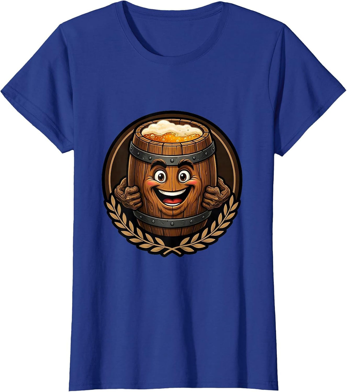 Women's Oktoberfest Wooden Fermenting Cask Illustration T-Shirt - Royal Blue