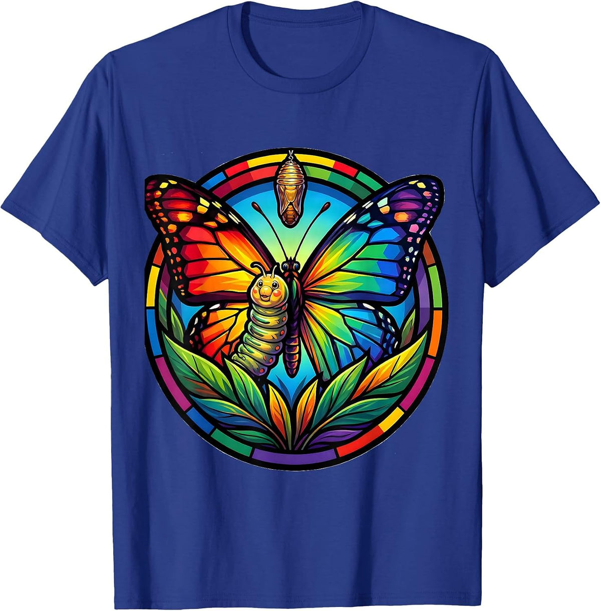 Men's Special Education Caterpillar Butterfly Transformation T-Shirt - Royal Blue