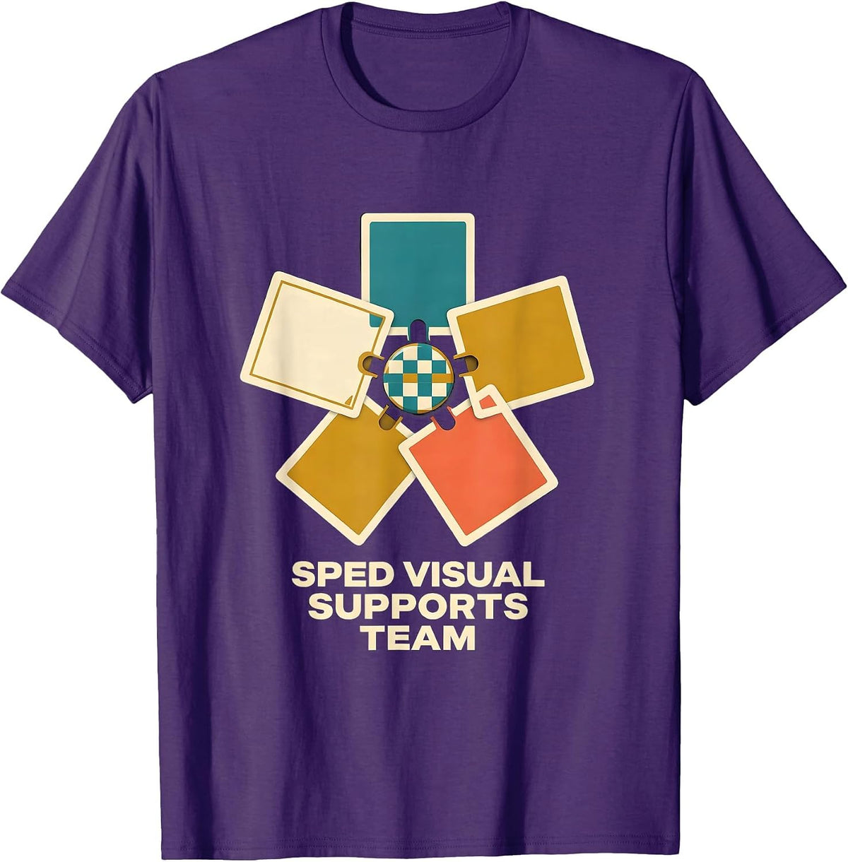 SPED Visual Supports Team Midcentury Modern Teacher T-Shirt - Purple