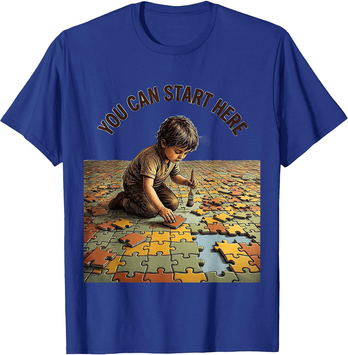 You Can Start Here Motivational Teacher Affirmation T-Shirt - Royal Blue