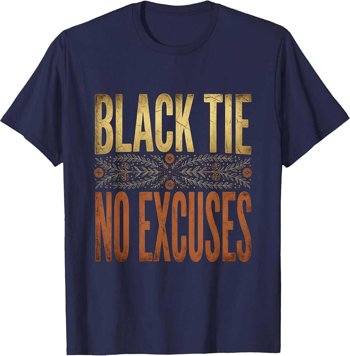 Black Tie No Excuses Tuxedo Graphic Design T-Shirt - Navy Blue