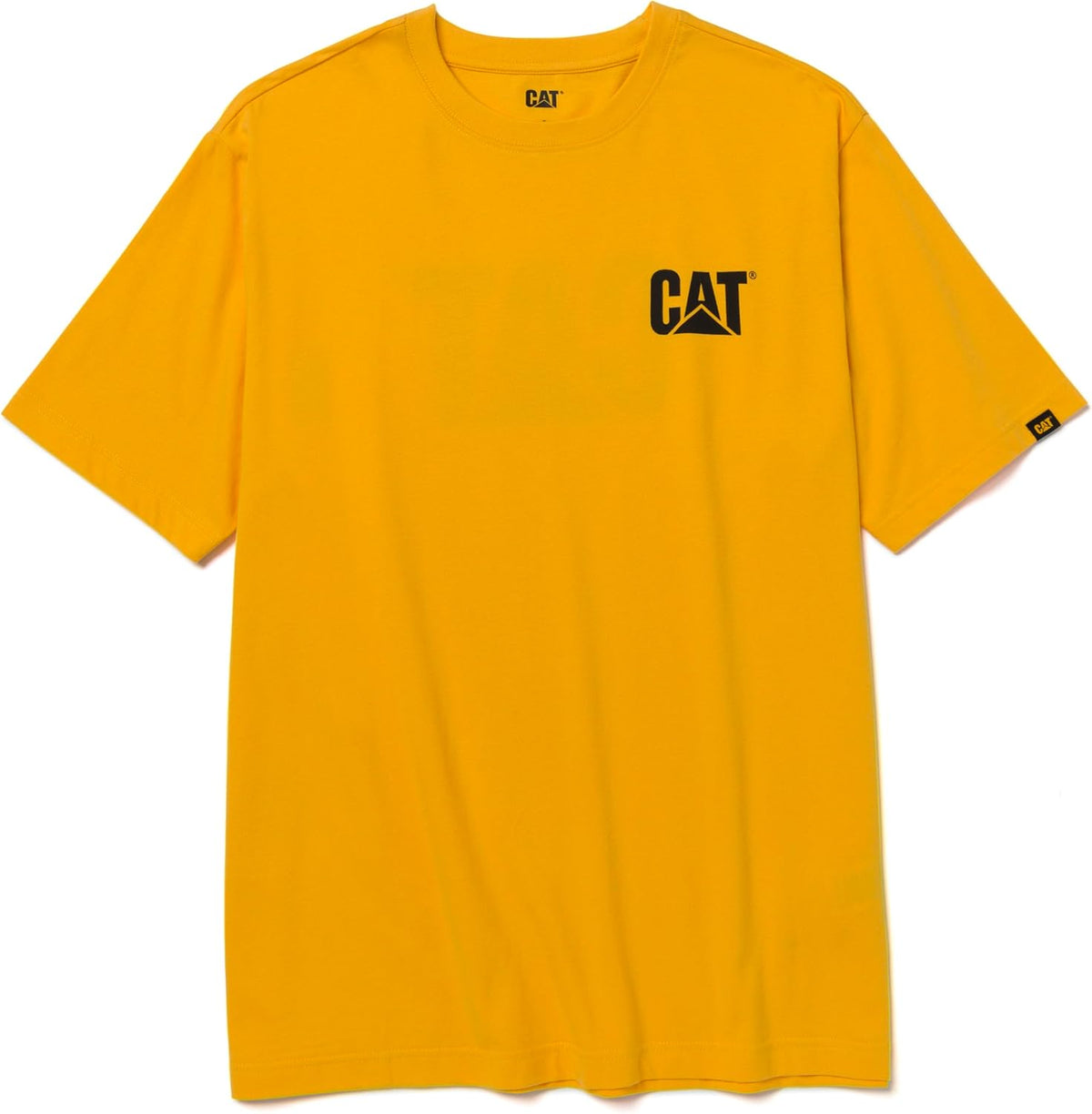 CAT Men's Trademark T-Shirts with Shape-Retention Rib Trim Spandex, Tagless Neck, and Cat Logo on Left Chest - Yellow\/Black