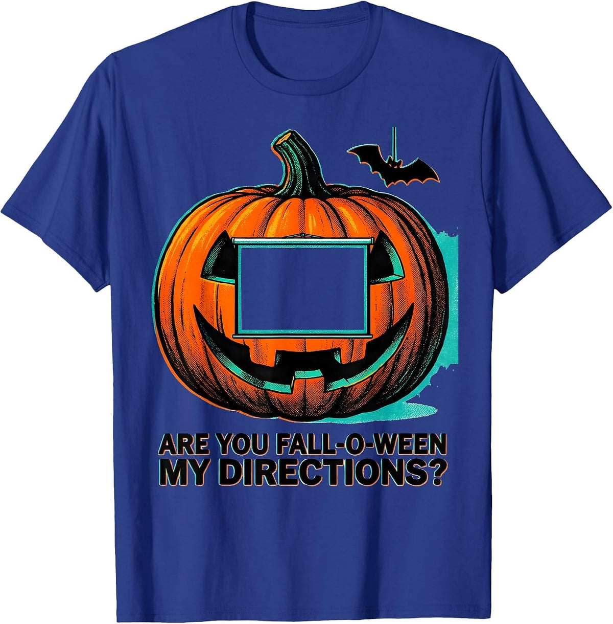 Men's Are You Fall-O-Ween My Directions Risograph Teacher T-Shirt - Royal Blue