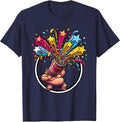 Confetti Cannon Burst Celebration Graphic Tee T-Shirt - Navy Blue