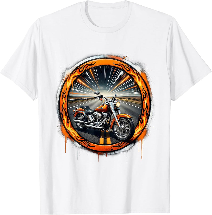Men's Vintage Motorcycle Freedom Open Road Graphic T-Shirt - White