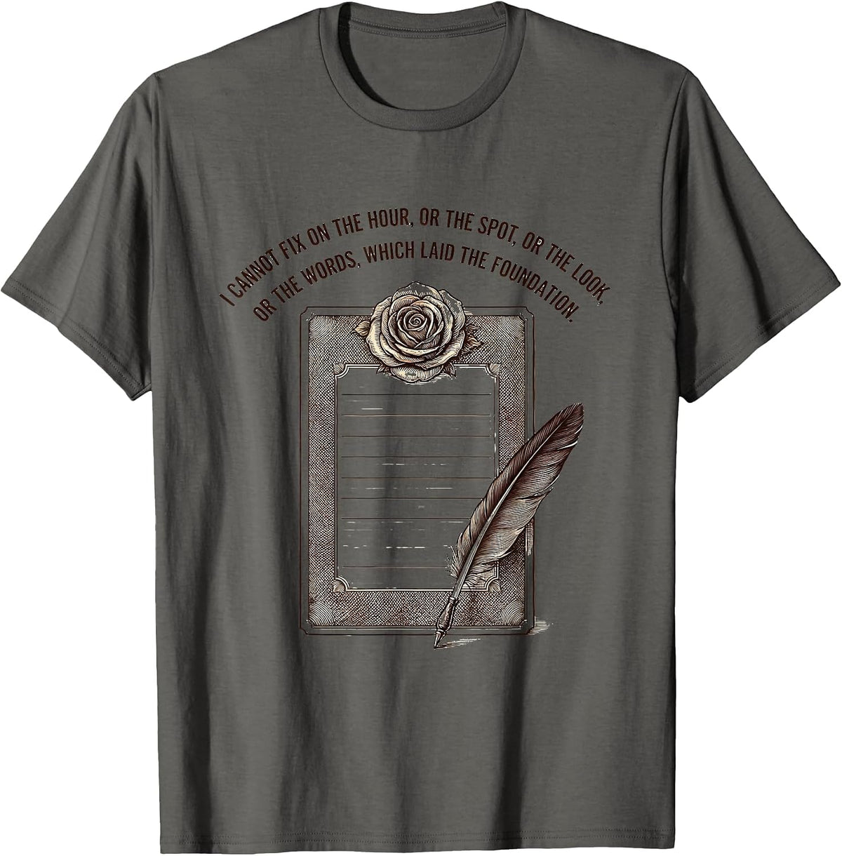 Men's I Cannot Fix On The Hour Literary Jane Austen Fan T-Shirt - Asphalt Grey