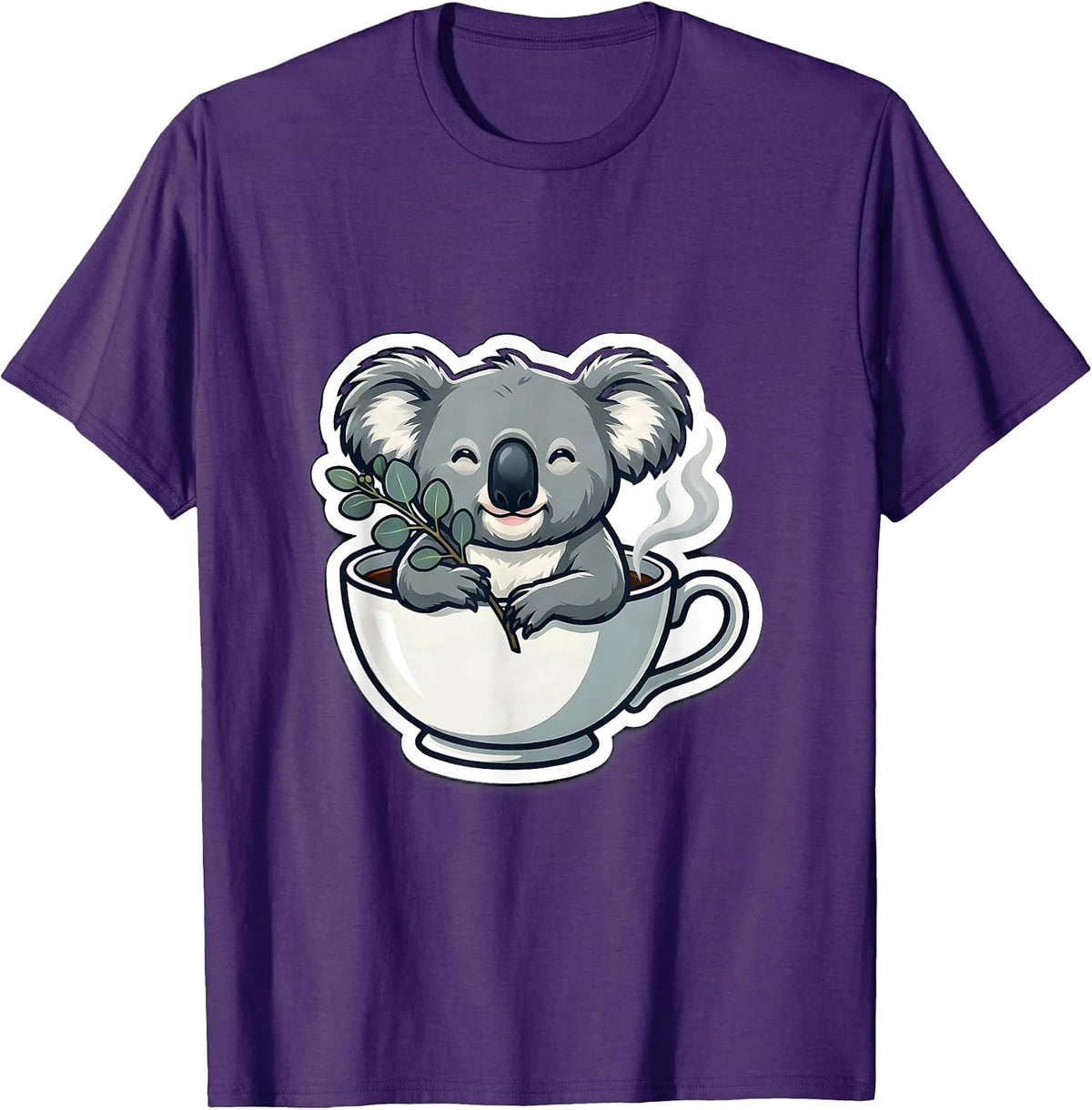 Koala On Teacup Cute Animal Lover Gift T-Shirt - Purple