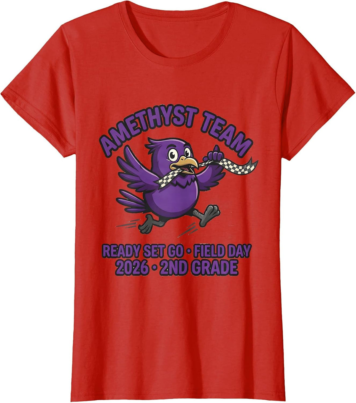 AMETHYST TEAM READY SET GO FIELD DAY 2026 2ND GRADE Kids T-Shirt - Red