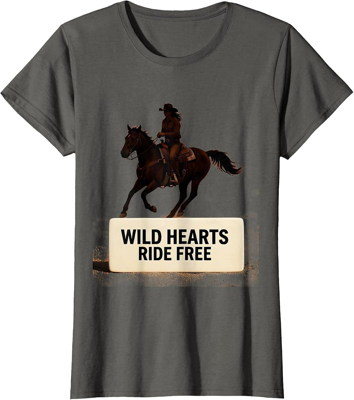 Women's Wild Hearts Ride Free Cowgirl Design T-Shirt - Asphalt Grey