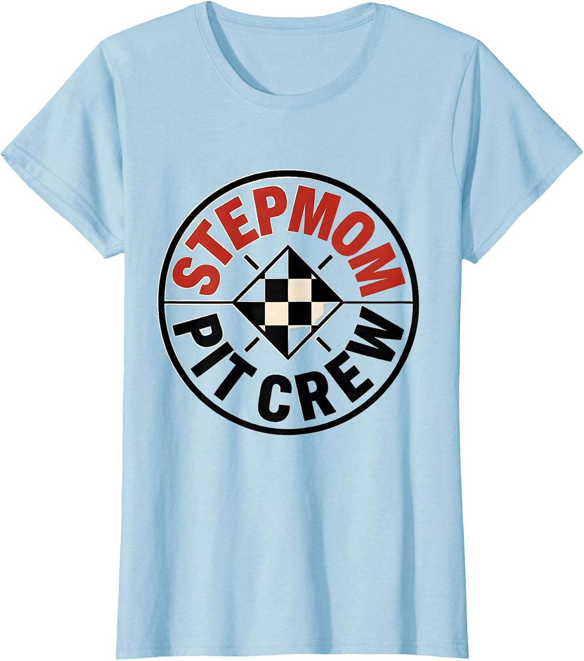 Stepmom Pit Crew Funny Race Car Birthday Family Matching T-Shirt - Baby Blue