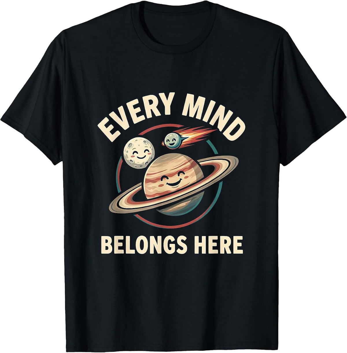 Men's Every Mind Belongs Here Neurodiverse Universe Special Ed T-Shirt - Black