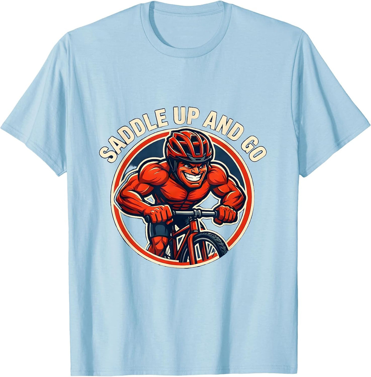 Men's Saddle Up and Go Cycling Graphic Design T-Shirt - Baby Blue