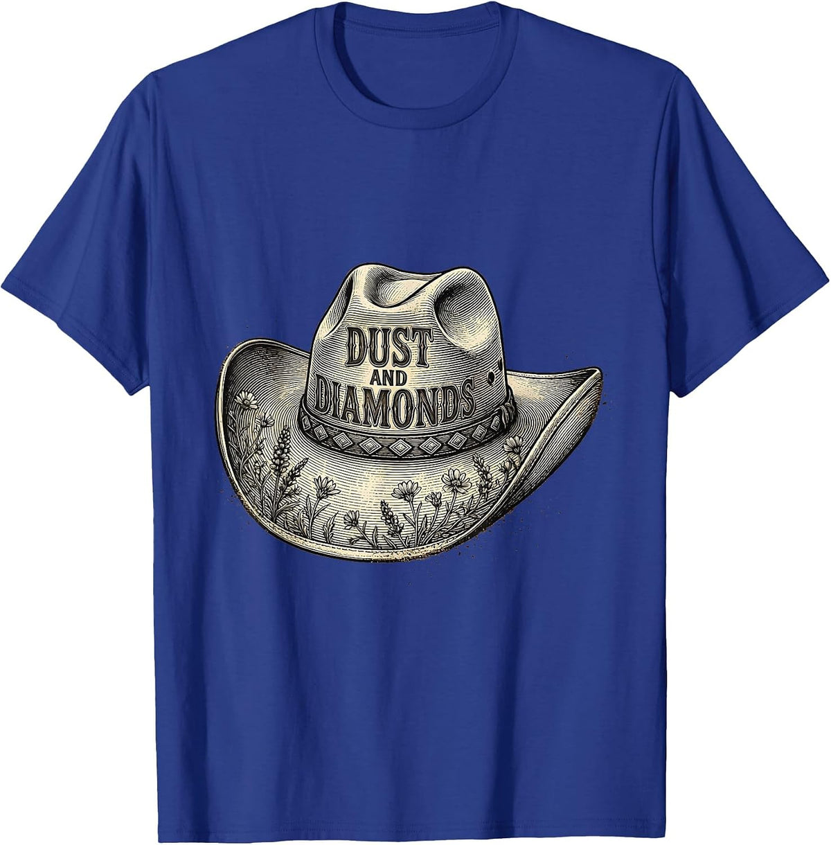 Men's Dust and Diamonds Cowgirl Western Design T-Shirt - Royal Blue