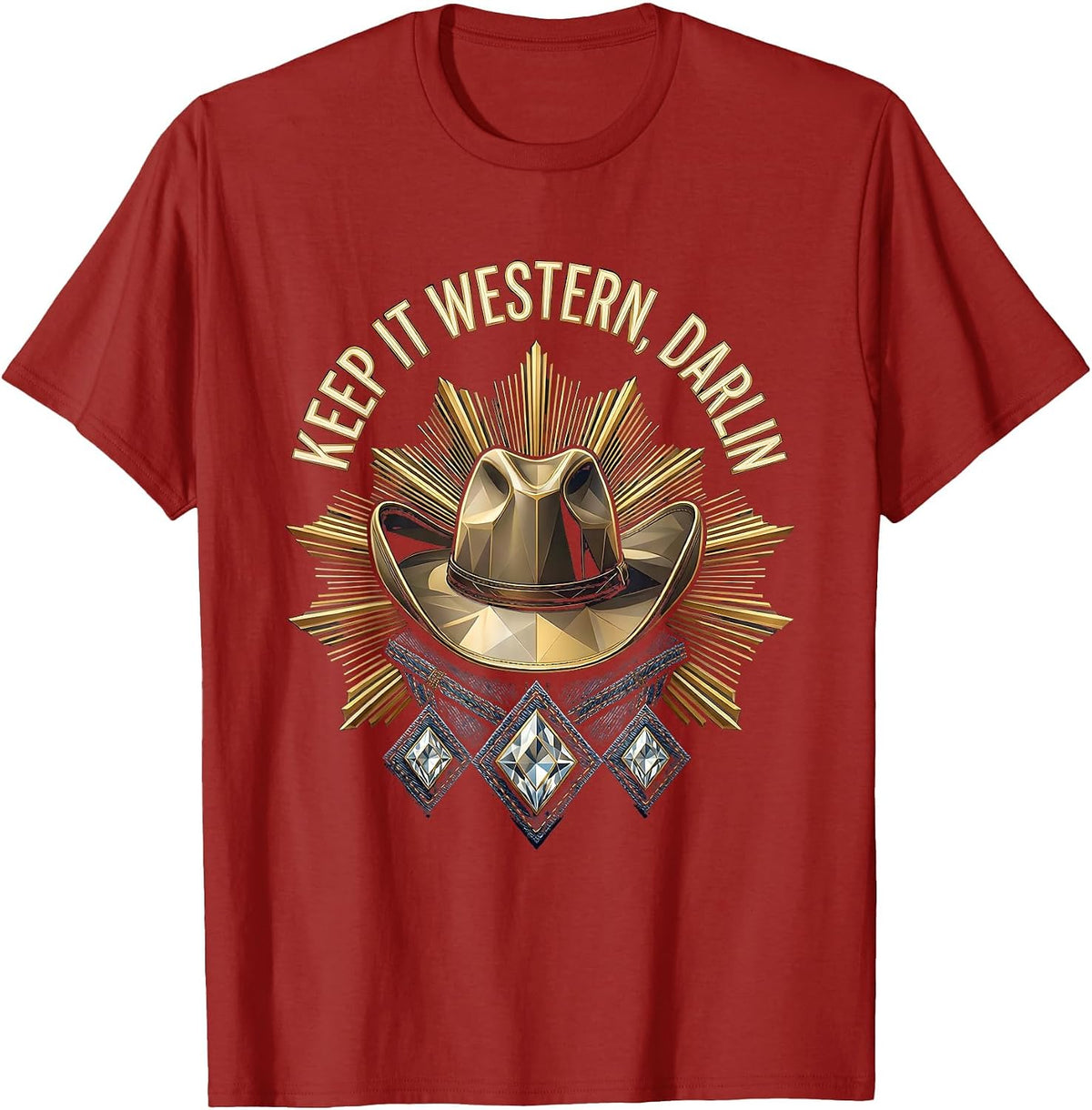 Men's Keep It Western Darlin Denim Cowgirl Design T-Shirt - Cranberry Red