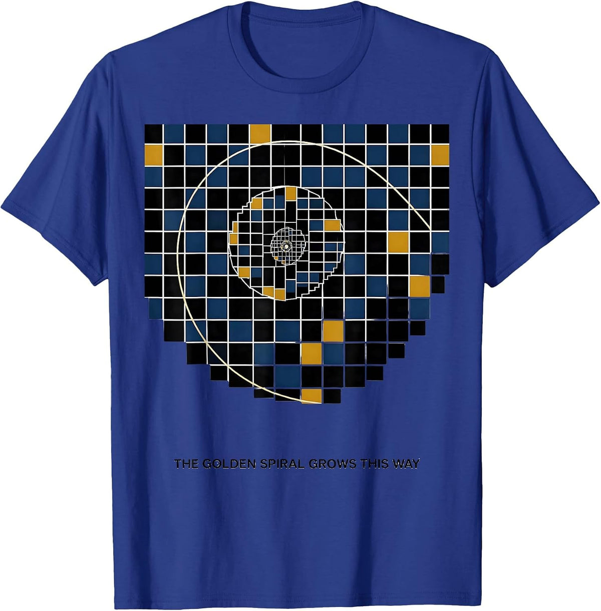 Men's The Golden Spiral Grows This Way Geometric Math Sacred T-Shirt - Royal Blue