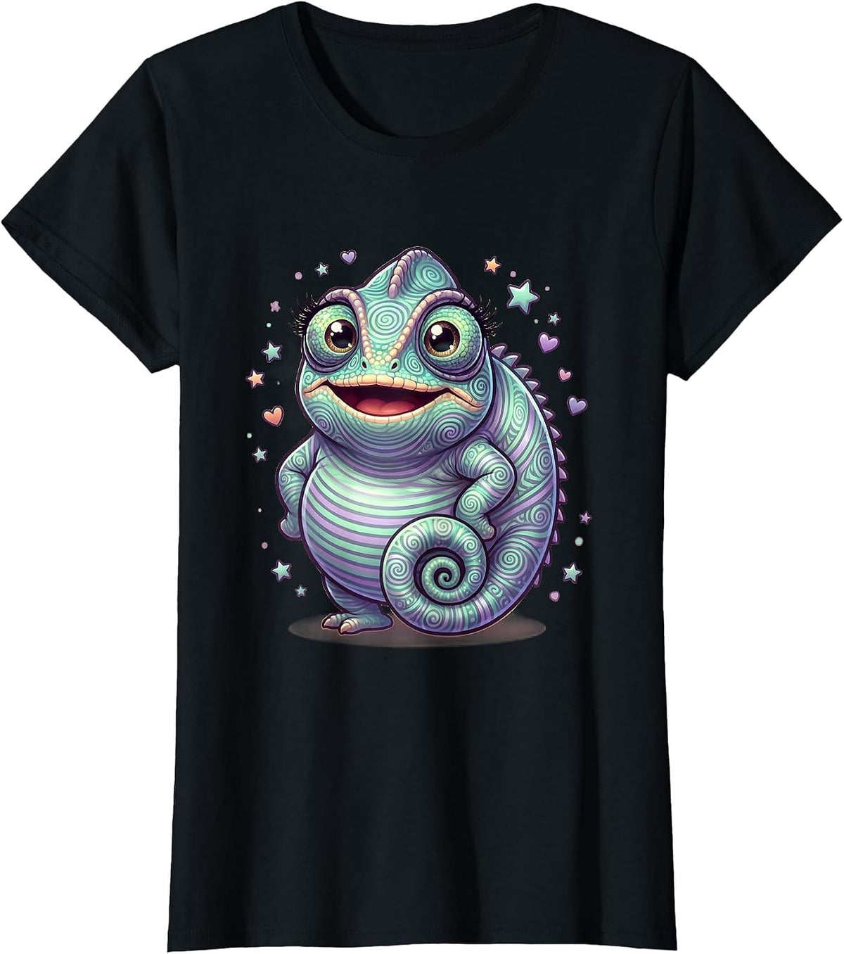 Women's Kids Tie Dye Chameleon Swirling Spiral Pattern T-Shirt - Black