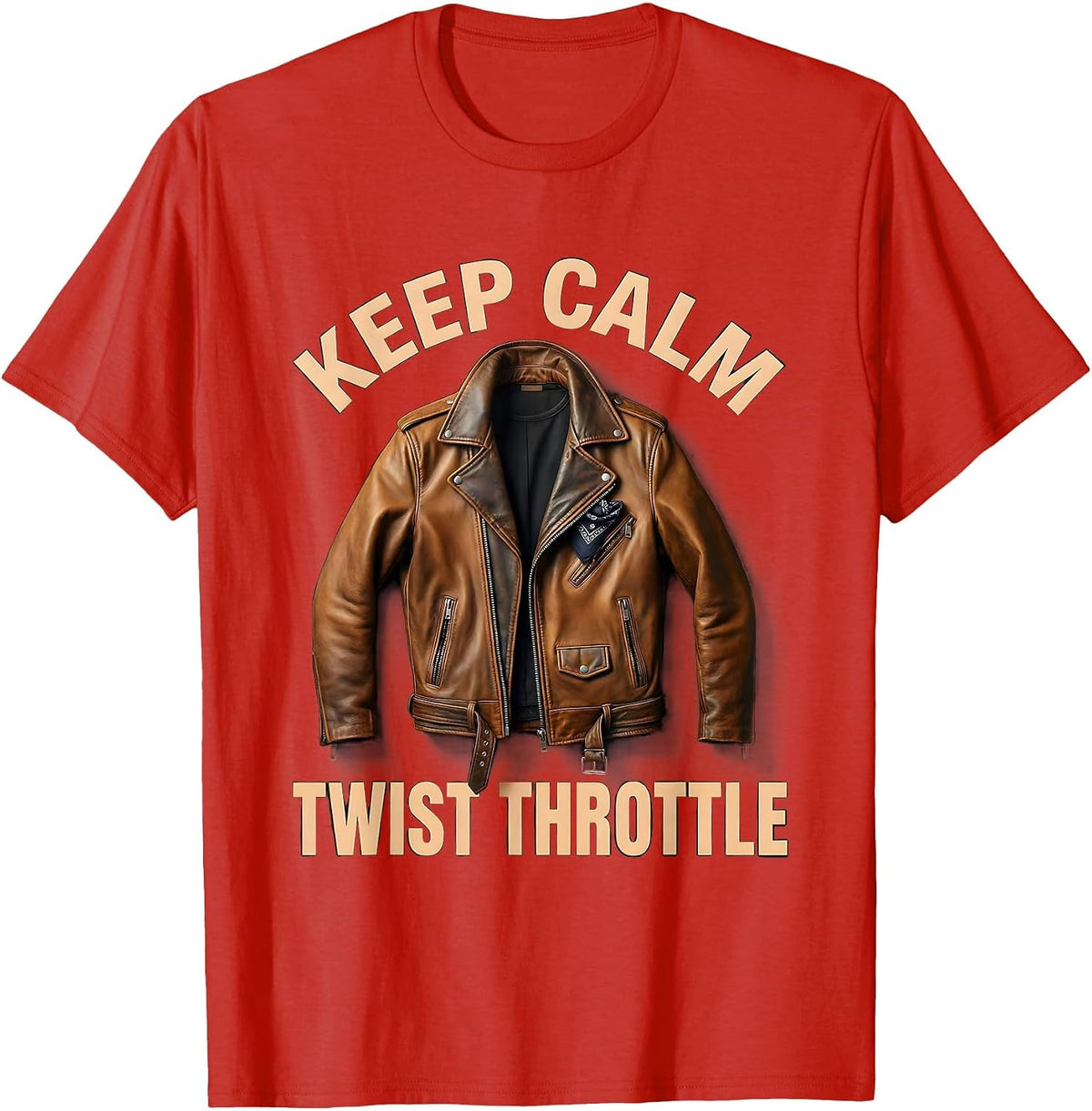 Men's Keep Calm Twist Throttle Motorcycle Design T-Shirt - Red