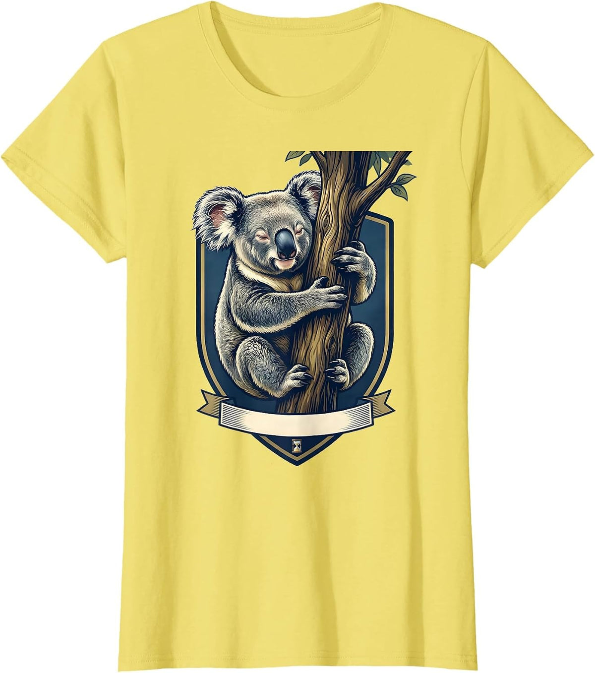Women's Koala Emblem Cute Animal Lover Playful Humor T-Shirt - Lemon Yellow