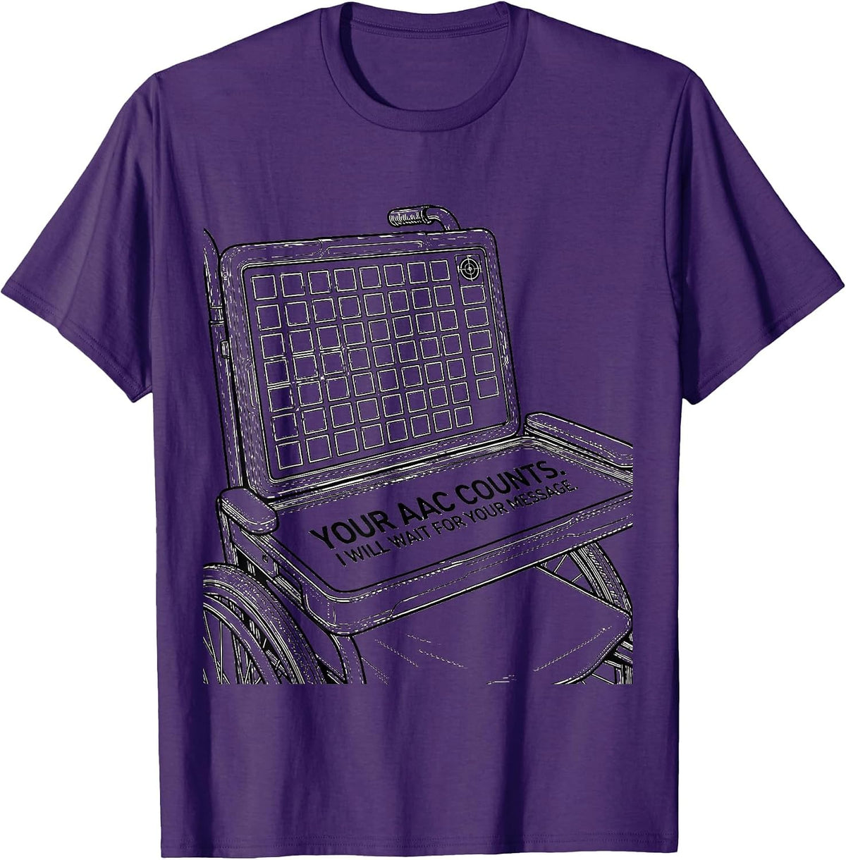 Men's Your AAC Counts I Will Wait For Your Message SLP T-Shirt - Purple