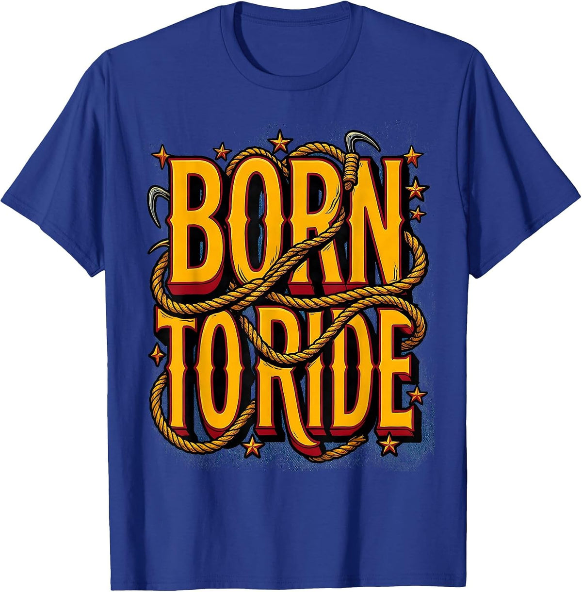 Born to Ride Cowgirl Western Design T-Shirt - Royal Blue